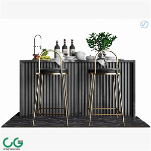 Modern Metal Bar Chair Ornament Combination 3d model